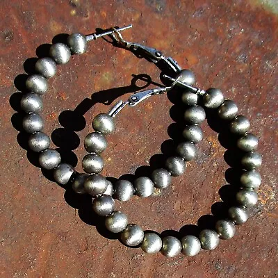 2  Navajo Pearl Bead Hoop Earrings Western Jewelry Cowgirl Gypsy Boho • $6.50