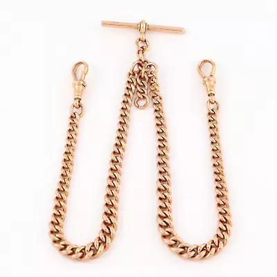 Antique 9Ct Gold 47.6g Graduated Double Albert Pocket Watch Chain 17'' • £1930