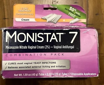 Monistat 7 DAY Combo Vaginal Antifungal 1.59ozCreamwith Applicators Exp. 08/2024 • $10