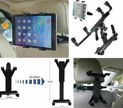 Universal Car Back Seat Head Rest Mount Bracket Pad Holder Samsung IPad 5”-10.8” • £8.49