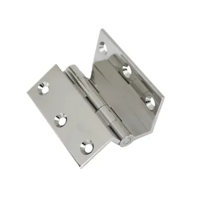 2 X CHROME 63mm Cranked Stormproof Hinges Offset Cabinet Door Caravan Shutters • £17.35