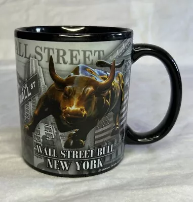 Wall Street Bull Coffee Mug (Black Ceramic) • $15