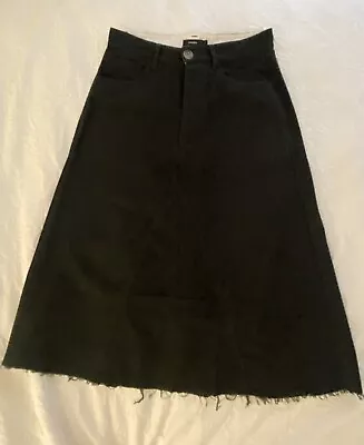 Bassike Black Cotton A Line Skirt Size -0 (XS) • $99