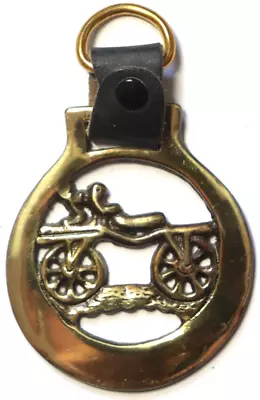 Vintage 4  Martingale Brass Leather BICYCLE Hanging Medallion HORSE Ornament A9 • $14.75