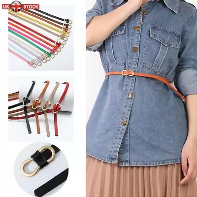 Dress Thin Waist Strap Trouser Dress Belts 8-Shaped Buckle Belts Leather Belt • £4.45