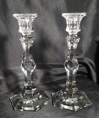 Pair Of Vintage 9  Glass Candle Holders • $50