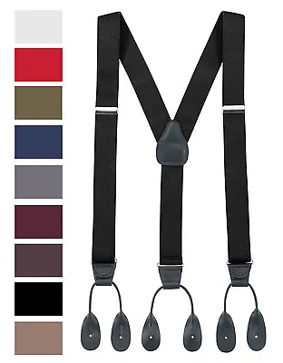 Men’s Elastic Y-back Adjustable Button End Suspenders ( 2 Sizes 9 Colors) • $21.49