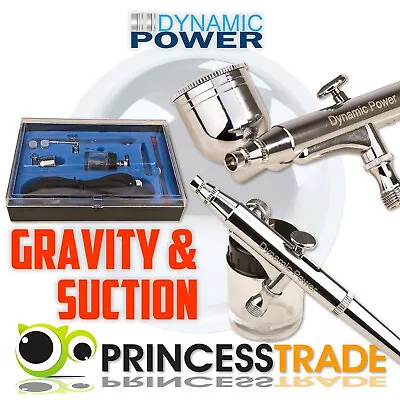 Dual Action Gravity / Suction Air Brush Kit Spray Gun Nail Cake Tattoo Beauty • $39.90