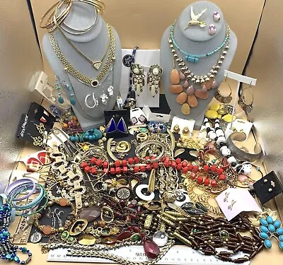 HUGE Vintage To Mod Jewelry Lot 122 Wearable Pieces Some Designer Over 5 Lbs • $130