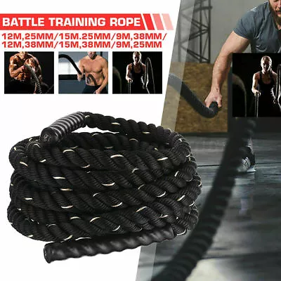 12M Battle Rope Black Battling Ropes Strength Training Exercise Fitness  • $74.95