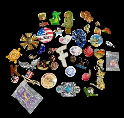 Lot Of  42 Vintage  Brooches / Pins Assorted Colors Sizes & Styles • $22.99