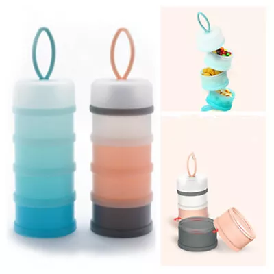 1X Milk Powder Dispenser 4 Layer Baby Feeding Formula Storage Pot Container • £6.97