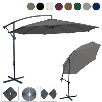 3M Banana Parasol Cantilever Umbrella Garden Patio Sun Shade Canopy Crank Handle • £32.95