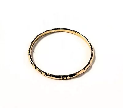 Vintage 18ct Solid Yellow Gold Thin Stacking Band Ring Art Deco Etched  1mm Sz K • $94.60