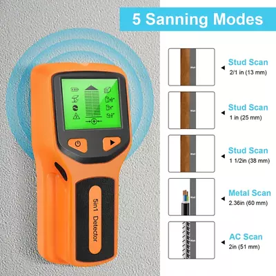 5 In 1 Metal Detector Professional Pipe Detector And Cables On Wall AC Voltage F • $27.73