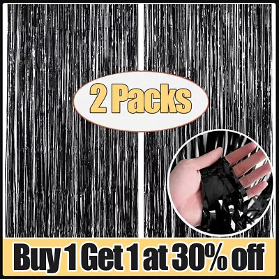 Halloween Decor Door Backdrop Curtains Hanging Glitter Glossy Fringe Tinsel Foil • £2.96