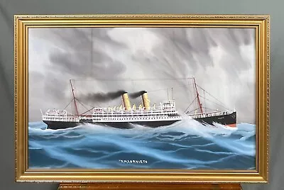 WWI Steam Ship H.M.S Ovrieto 1915-1918 Merchant Cruiser Gouache Painting • £290