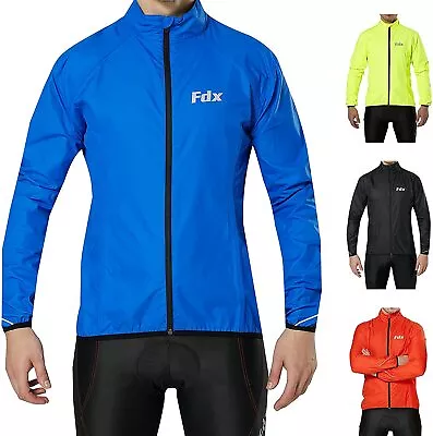 FDX Men's Cycling Jacket Waterproof Breathable Lightweight HiViz Reflective Coat • $59.99