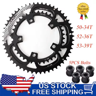 Bucklos 110 BCD 53-39T 52-36T 50-34T Road Bike Double Speed Chainring Aluminium • $34.98