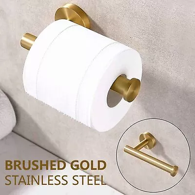 Brushed Gold Single Towel Rail Rack Toilet Paper Roll Holder Robe Hook Round • $29