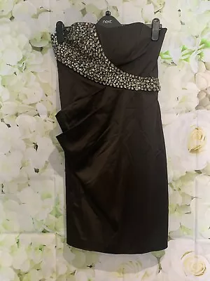 £9 • Buy Jane Norman Size 12 Brown Diamante Pencil Satin Bodice Dress Embellished Womans