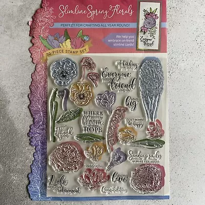 Slimline Spring Florals 30 Peice Stamp Set Pansy Hyacinth Lily Of The Valley • £8.50