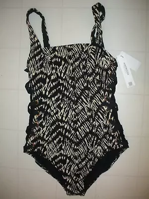 Amoressa Miraclesuit Black Marquina Moonraker 1 Pc Swimsuit Sz 12 NWT • $59
