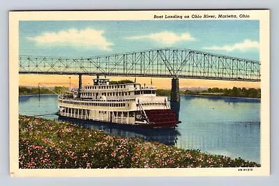 Marietta OH-Ohio Boat Landing On Ohio River Antique Vintage Souvenir Postcard • $7.99