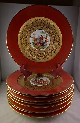 9 Czechoslovakia Epiag Courting Scene Gold Encrusted Cabinet Plates • $206.50