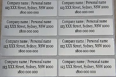 30 Silver Personalised Name Stickers Vinyl Tag / Label 4.6 X 1.5 CM Waterproof • $4.49