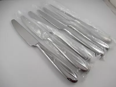 6 Dinner Knives COCOA BLOSSOM Mikasa Glossy 18/10 Stainless Steel Flatware • $24