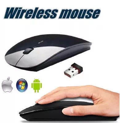 $9.99 • Buy Ultra Slim Wireless Mouse 2.4 GHz Nano USB Receiver Cordless Laptop PC Table AU