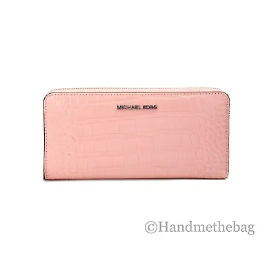 Michael Kors Jet Set Large Pink Animal Print Leather Continental Wrist Wallet • $68