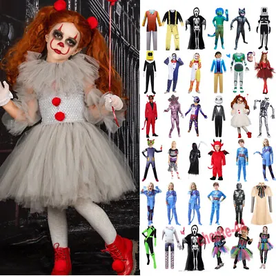 £21.09 • Buy Kids Girls Boys Halloween Ghost Skeleton Cosplay Costume Party Scary Fancy Dress