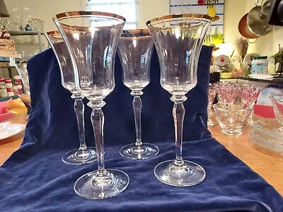 Set Of 4 Mikasa Jamestown Gold Rimmed Goblets • $24.99