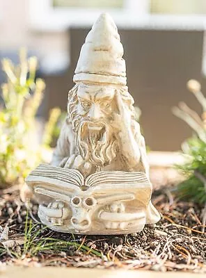 Stone Effect Wizard Ornament Reading Garden Merlin Statue Outdoor Decor Fairy • £10.49