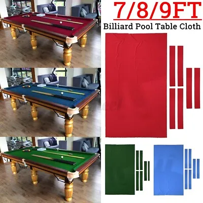  Heavy Duty 7Pcs Worsted Billiard Snooker Pool Table Cover Cloth W/ Felt Strip • $44.95