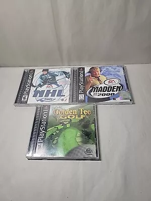 Playstation 1 Sports Game Lot NHL MADDEN GOLDEN TEE GOLF COMPLETE/MANUALS • $19.99