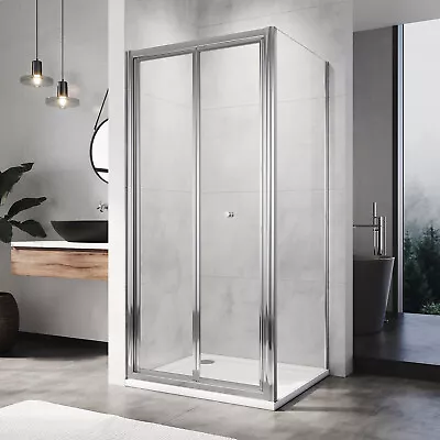 Bi Fold Shower Enclosure Door With Magnetic Stripes Glass Cubicle Optional Panel • £113.99