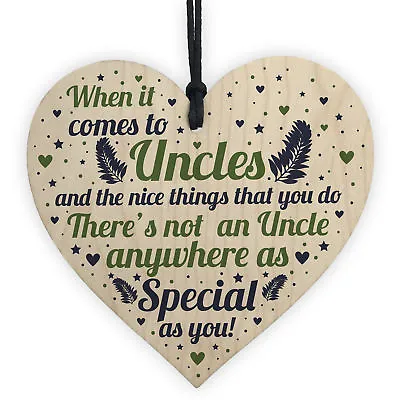 Handmade Uncle Birthday Gifts Presents Wooden Heart Plaque Christmas Uncle Gifts • £3.99