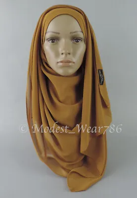 Premium Quality Chiffon Maxi Hijab Scarf Muslim Headcover 180x70 Cm Deep Mustard • $8.50
