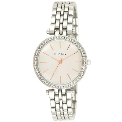 £19.99 • Buy Henley Women’s Highlighted Diamante Bracelet Watch  Silver H07309 New 