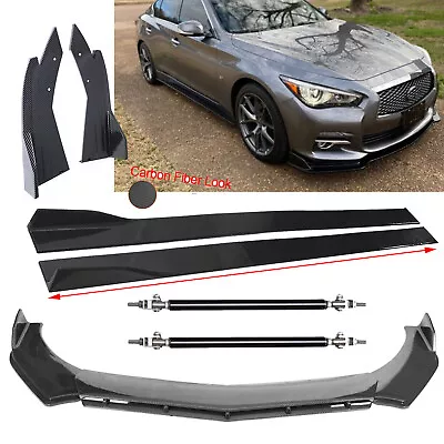 Carbon Fiber Front Bumper Lip Splitter Side Skirt Strut Rod For Infiniti G37 G35 • $129.99