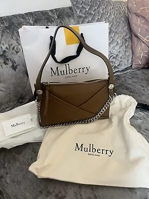 Genuine Mulberry M Zipped Pouch Classic Smooth Calf Teak RRP £695 Handbag Bag • £284.99