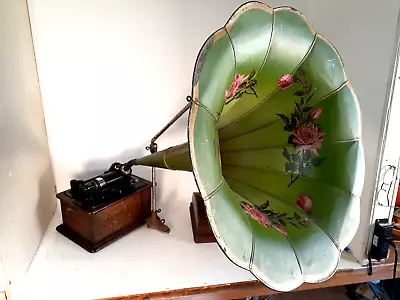 Antique Edison Standard Phonograph Cylinder Player W/ Morning Glory Horn Working • $775