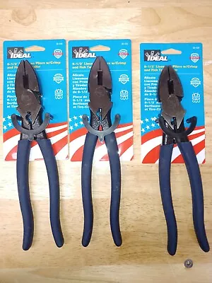 Ideal 30-430 9-1/2  Linesman Plier W/Crimp & Fish Tape Puller**NEW** • $35