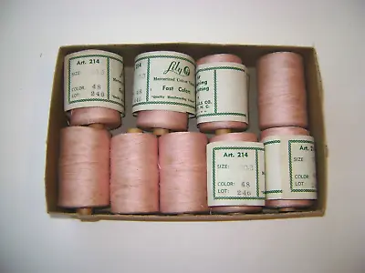Vintage Lily Hand Weaving Yarn Mercerized Cotton 9 Spools 2 Oz. Pink • $10