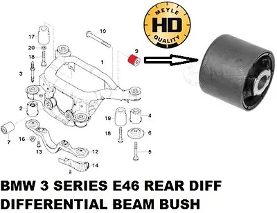 Bmw 316 E46 Rear Diff Differential Beam Bush Bushing Meyle Hd 33176751808 • $25.25