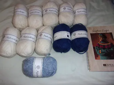 11 X 100 Gm Alafoss Lopi All Wool Istex Icelandic Yarn + Pattern Book Bargain • £130