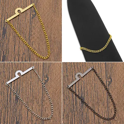 Mens Neckties Tie Chain Tack Clip Locking Pin Guard Clutch Back Secure Holder • $2.89